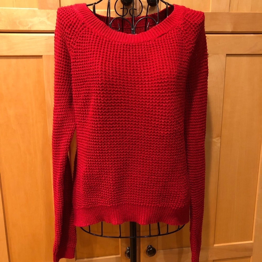 Old Navy Red Scoop Neck Hi-Lo Sweater Size Small